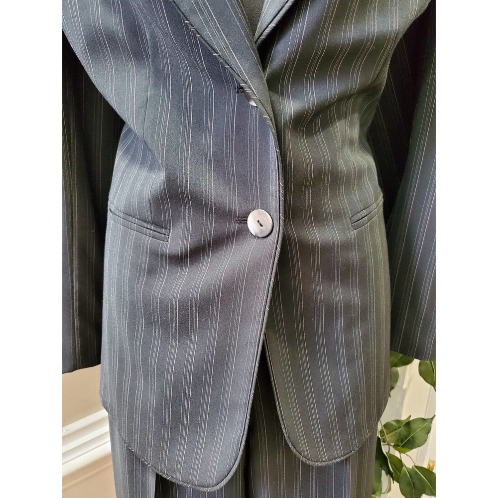 Kasper Women Black Polyester Single Breasted Blazer & Pant 2 Pc's Suit Size 10P - Picture 4 of 16